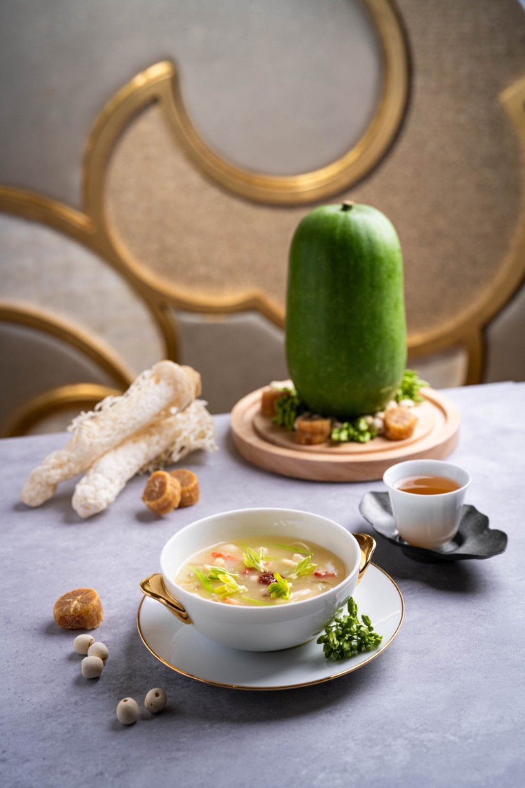 Tonkin jasmine flowers and winter melon soup with sea cucumber, perfect for the solar term of “great heat”. Photo: Chef Tam’s Seasons