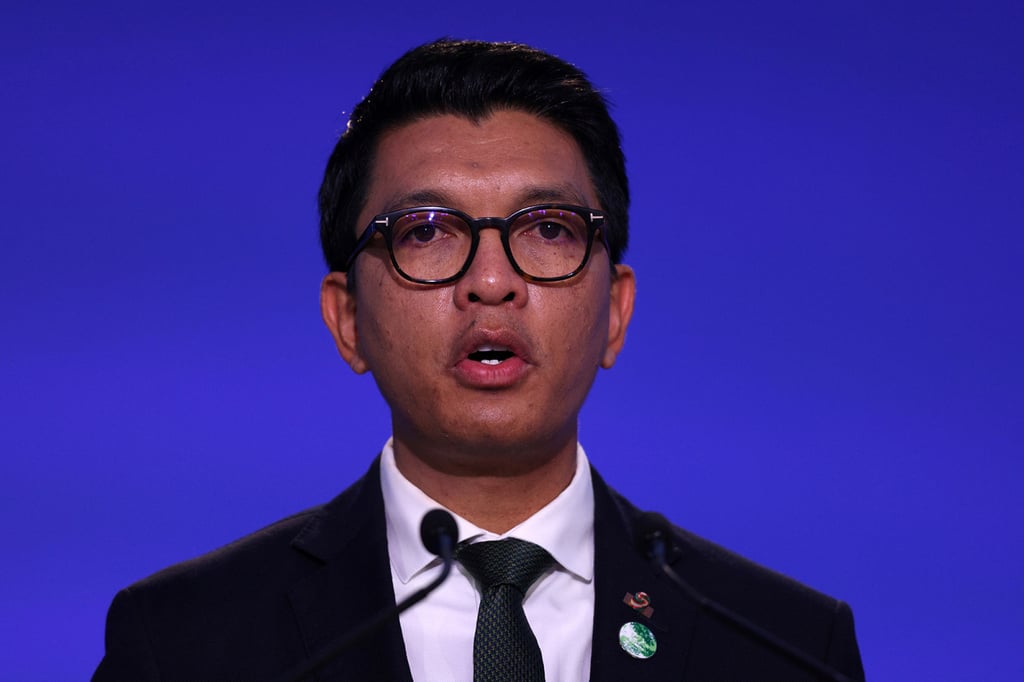 Madagascar’s President Andry Rajoelina speaks in Glasgow, United Kingdom in 2021. Photo: TNS Madagascar’s President Andry Rajoelina speaks in Glasgow, United Kingdom in 2021. Photo: TNS
