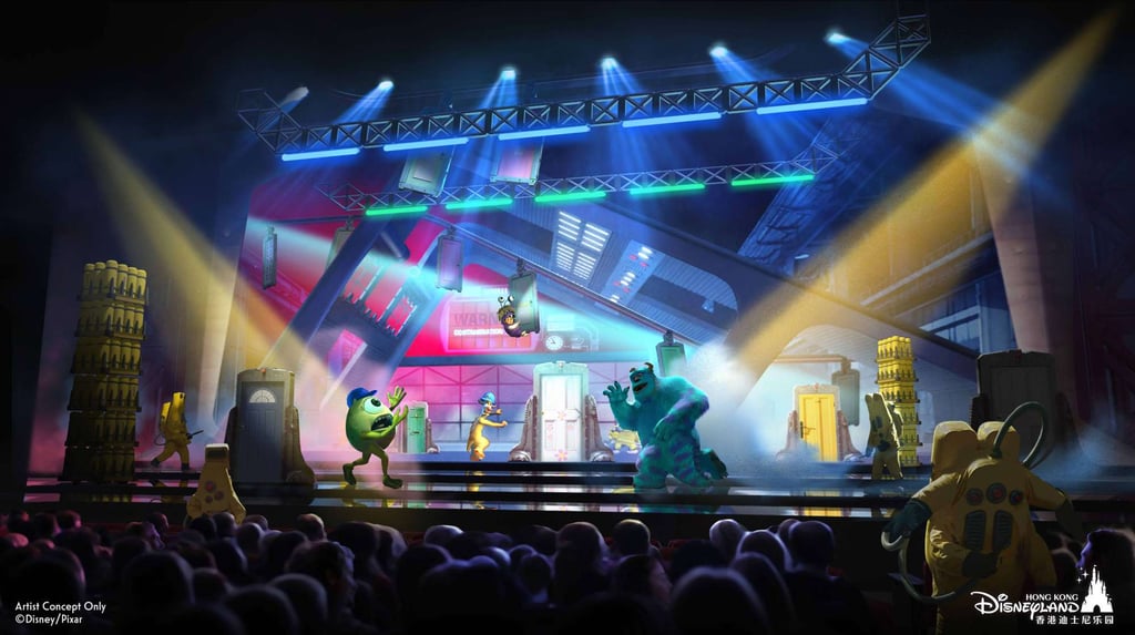 A rendering of the Monsters, Inc. film franchise characters Mike and Sully, who will feature in Hong Kong Disneyland’s new Pixar theatrical entertainment offering. A rendering of the Monsters, Inc. film franchise characters Mike and Sully, who will feature in Hong Kong Disneyland’s new Pixar theatrical entertainment offering.