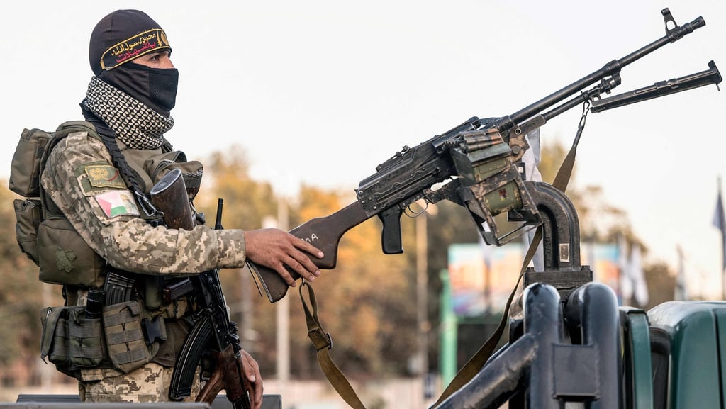 A Taliban security personnel keeps guard on top of a military vehicle along a Kabul street on Monday. Photo: AFP A Taliban security personnel keeps guard on top of a military vehicle along a Kabul street on Monday. Photo: AFP