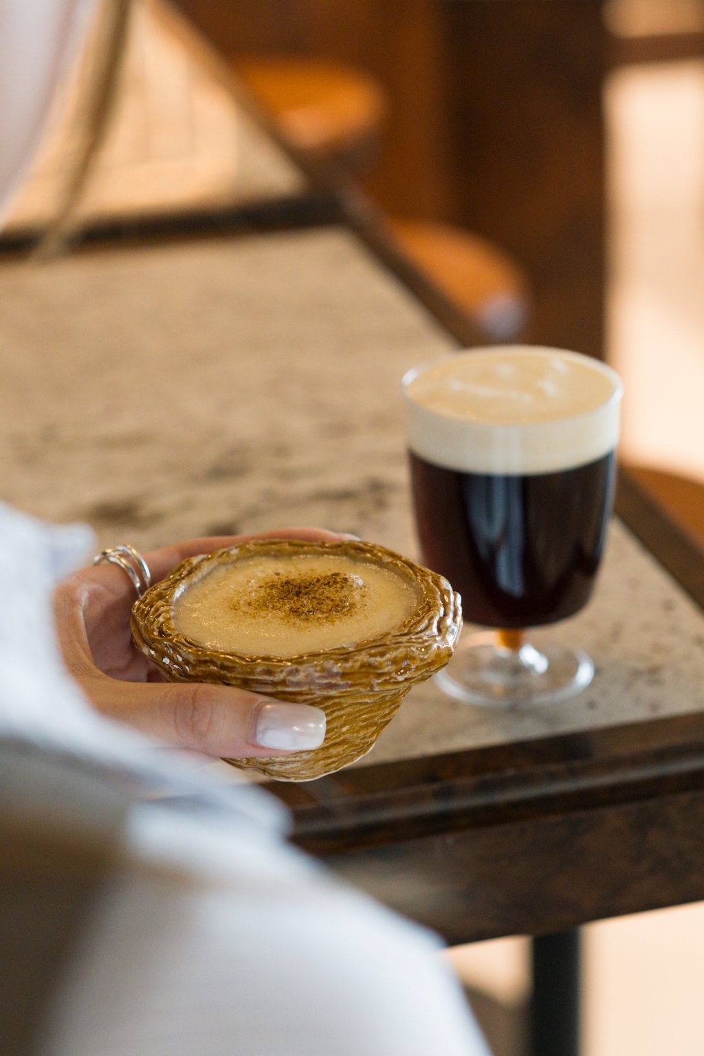 Urban Coffee Roaster’s coffee eggnog and Bon Blessing Irish coffee. Photo: Urban Coffee Roaster