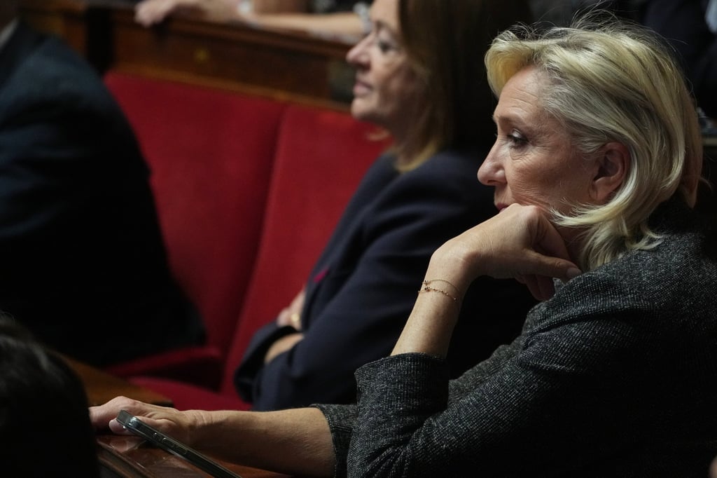 Marine Le Pen, leader of the far-right National Rally party, listens to French Prime Minister Sebastien Lecornu’s policy speech at the National Assembly on Tuesday. Photo: AP Marine Le Pen, leader of the far-right National Rally party, listens to French Prime Minister Sebastien Lecornu’s policy speech at the National Assembly on Tuesday. Photo: AP