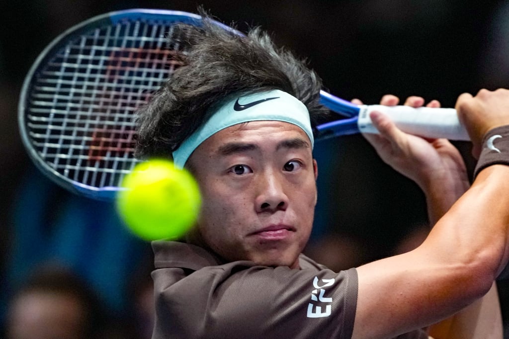 Coleman Wong hits a return during his clash with Andrey Rublev. Photo: Karma Lo Coleman Wong hits a return during his clash with Andrey Rublev. Photo: Karma Lo