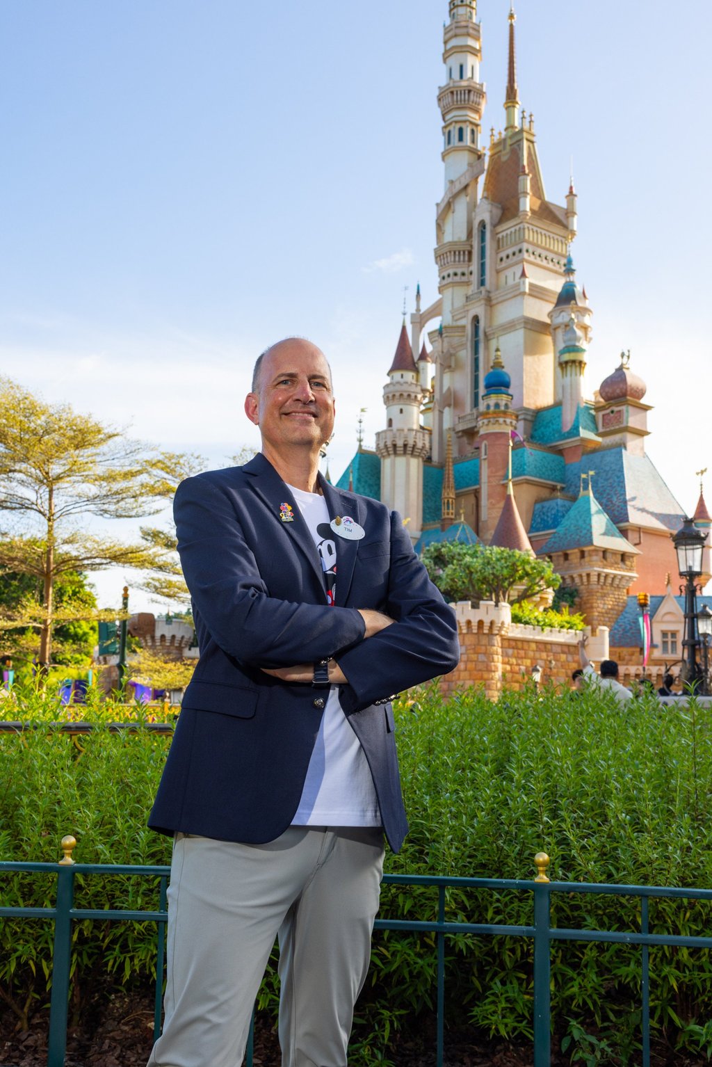 Tim Sypko in front of Hong Kong Disneyland’s Castle of Magical Dreams – completed in 2020 after the transformation of the resort’s original Sleeping Beauty Castle. Tim Sypko in front of Hong Kong Disneyland’s Castle of Magical Dreams – completed in 2020 after the transformation of the resort’s original Sleeping Beauty Castle.