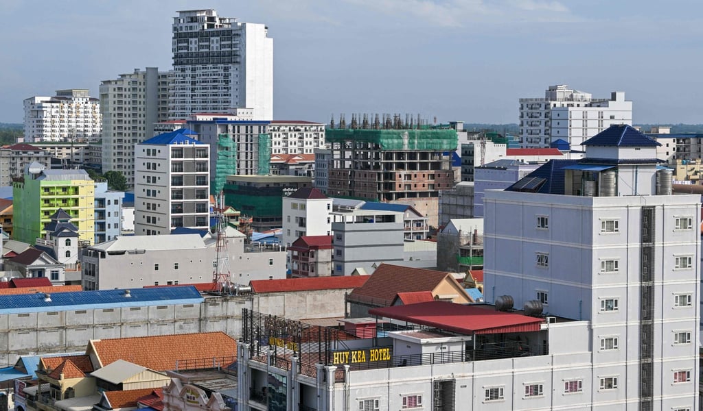 High-rise buildings can be seen in Poipet, a border town in Cambodia’s western Banteay Meanchey province. Photo: AFP