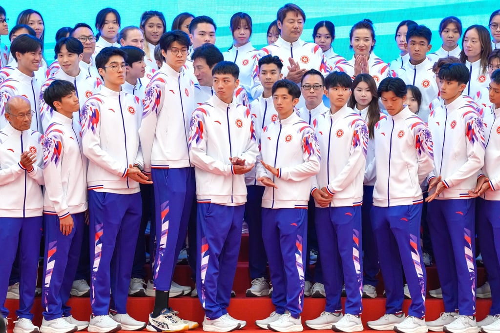 Hong Kong athletes at the ceremony at Kowloon Park Sports Centre on Wednesday. Photo: Karma Lo