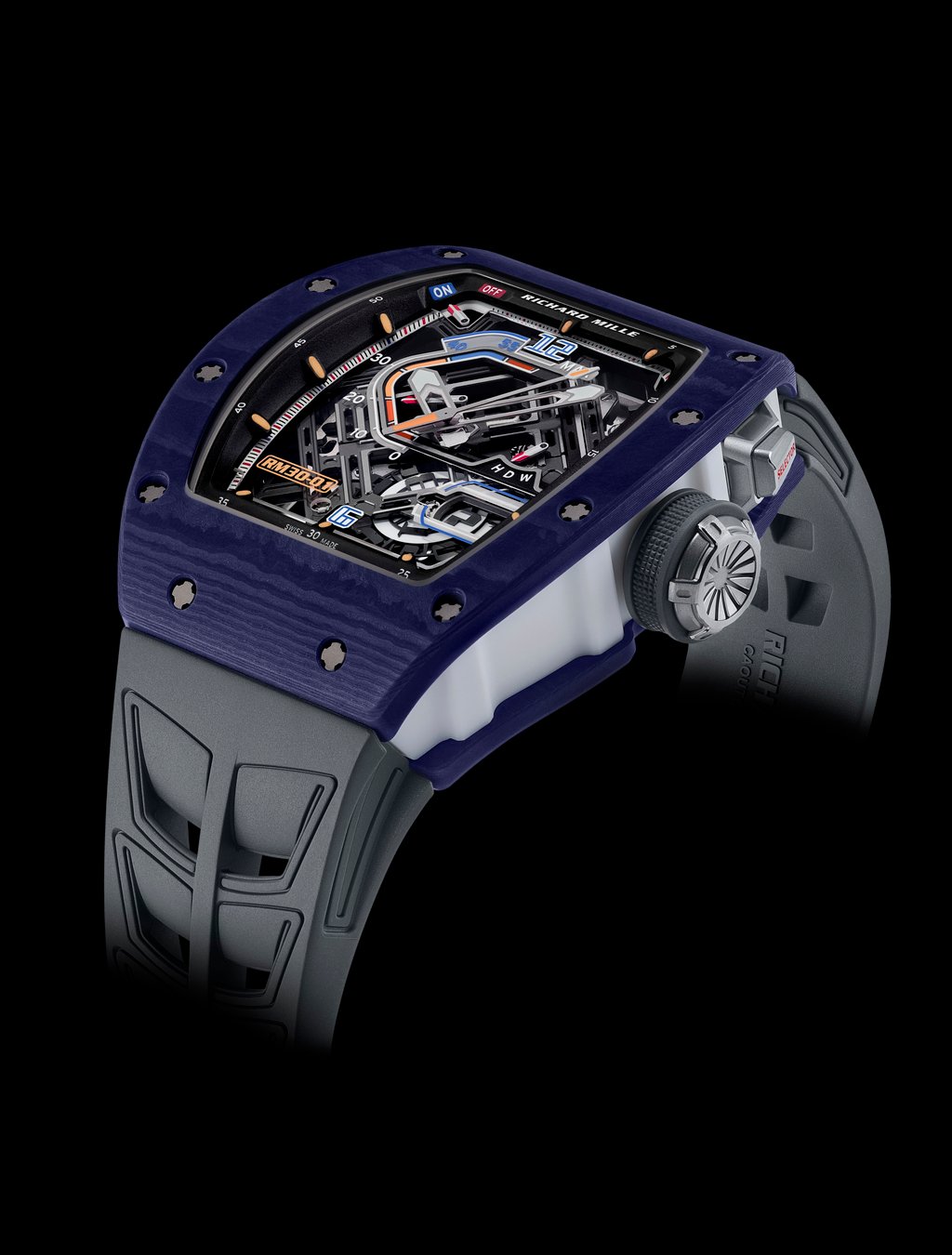 Richard Mille RM30-01 in dark-blue Quartz TPT – one of the first RM30-01 models to have a coloured TPT case. Photo: Handout