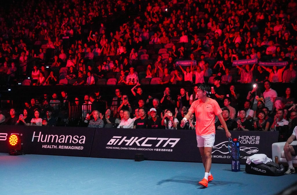Coleman Wong gets the crowd going during his match against Richard Gasquet. Photo: Eugene Lee
