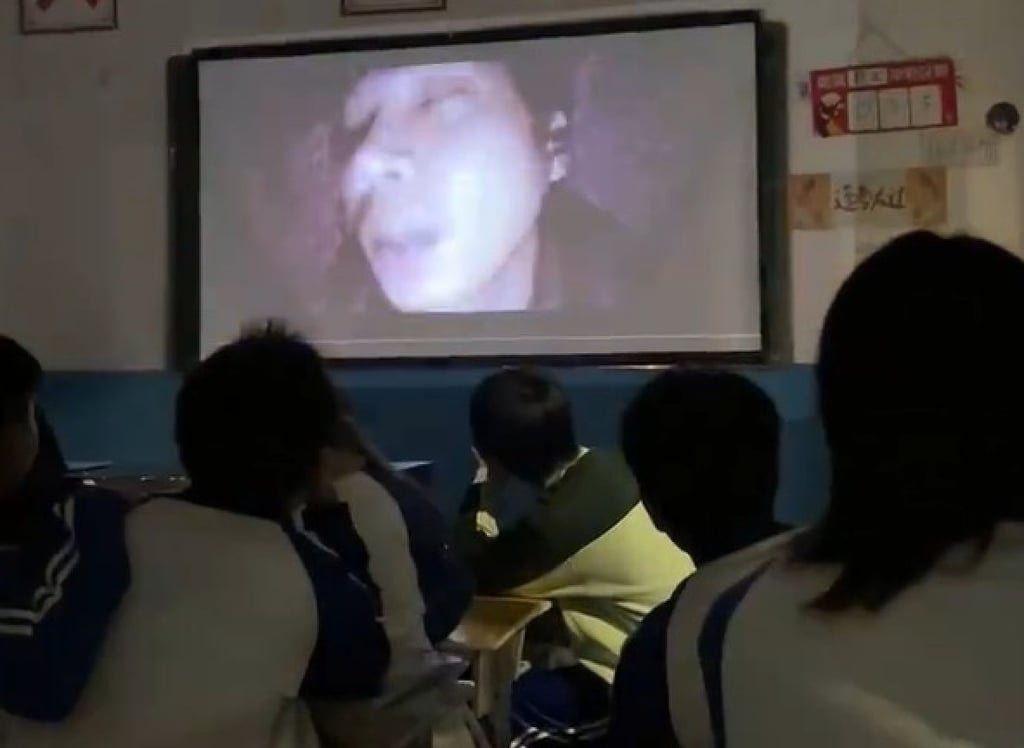 Pupils in the school classroom watched the horror film as part of a self-study session. Photo: Handout Pupils in the school classroom watched the horror film as part of a self-study session. Photo: Handout