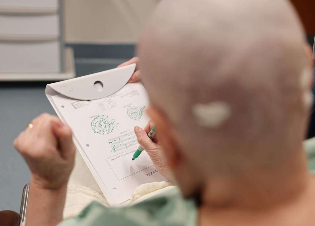 Klie performs a drawing test before an incisionless brain procedure at Novant Health Mint Hill Medical Center, in the US state of North Carolina. Photo: TNS
