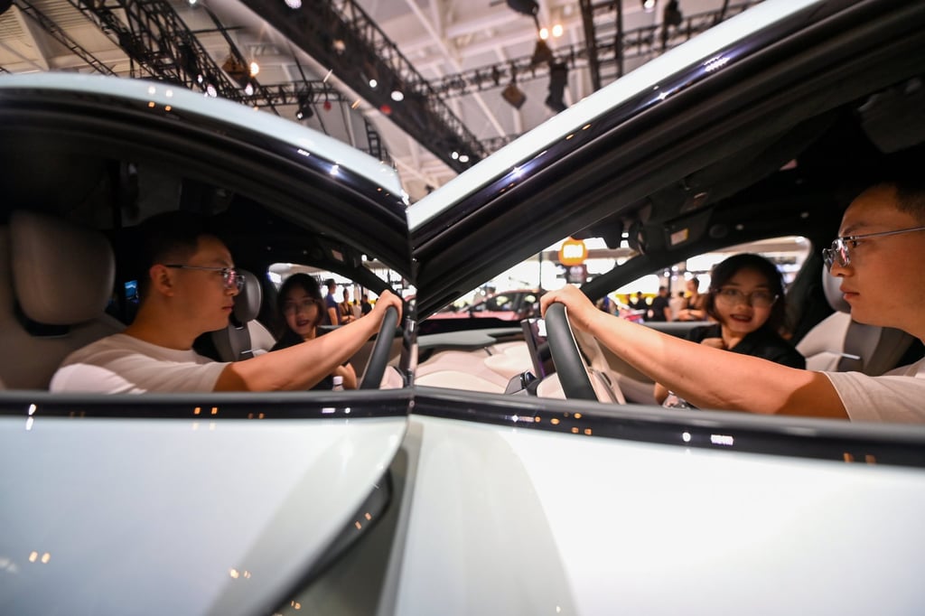 A Xiaomi vehicle on display. The electric-vehicle maker’s shares fell 3.6 per cent on Thursday. Photo: Xinhua A Xiaomi vehicle on display. The electric-vehicle maker’s shares fell 3.6 per cent on Thursday. Photo: Xinhua