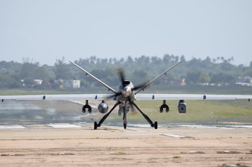A US MQ-9 Reaper drone prepares for take-off from Rafael Hernandez Airport in Aguadilla, Puerto Rico. Photo: Reuters
