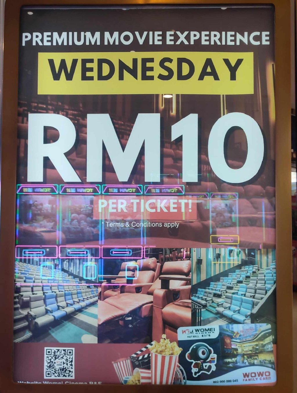 A poster shows a 10-ringgit ticket promotion at a cinema in R&F Mall, Johor Bahru, Malaysia. Photo: Rachel Tan A poster shows a 10-ringgit ticket promotion at a cinema in R&F Mall, Johor Bahru, Malaysia. Photo: Rachel Tan