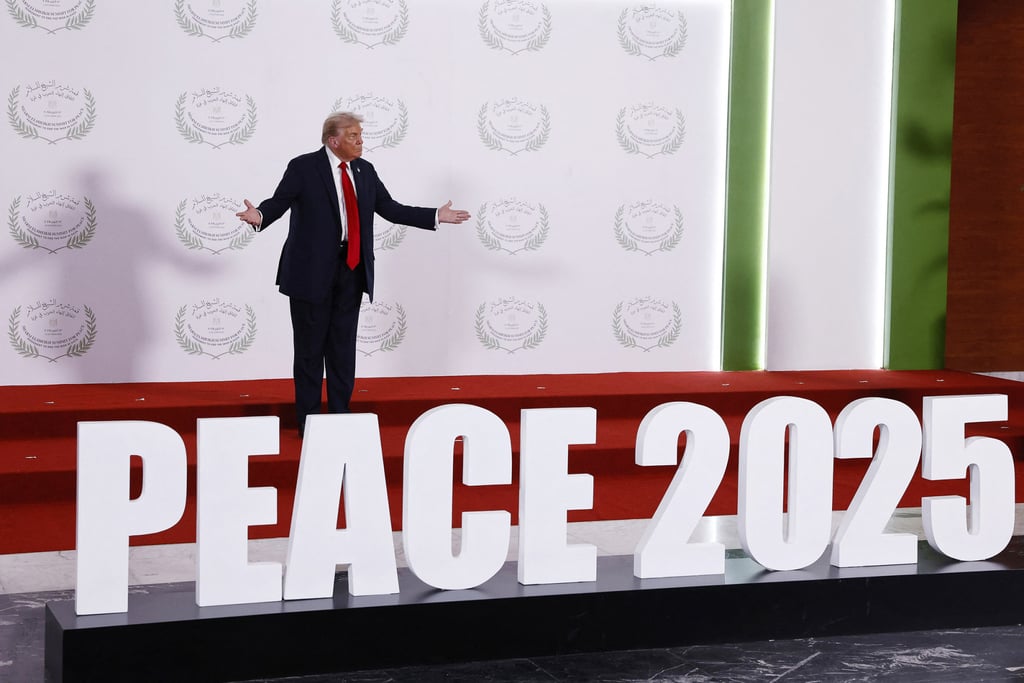 US President Donald Trump at the “Gaza Peace Summit” in Egypt on Monday. Photo: Getty Images/TNS/AFP US President Donald Trump at the “Gaza Peace Summit” in Egypt on Monday. Photo: Getty Images/TNS/AFP