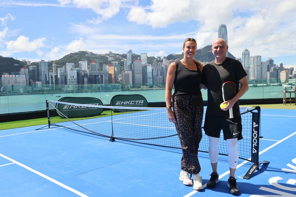 Women’s tennis world No 1 Aryna Sabalenka (left) and Andre Agassi. Photo: Jelly Tse Women’s tennis world No 1 Aryna Sabalenka (left) and Andre Agassi. Photo: Jelly Tse