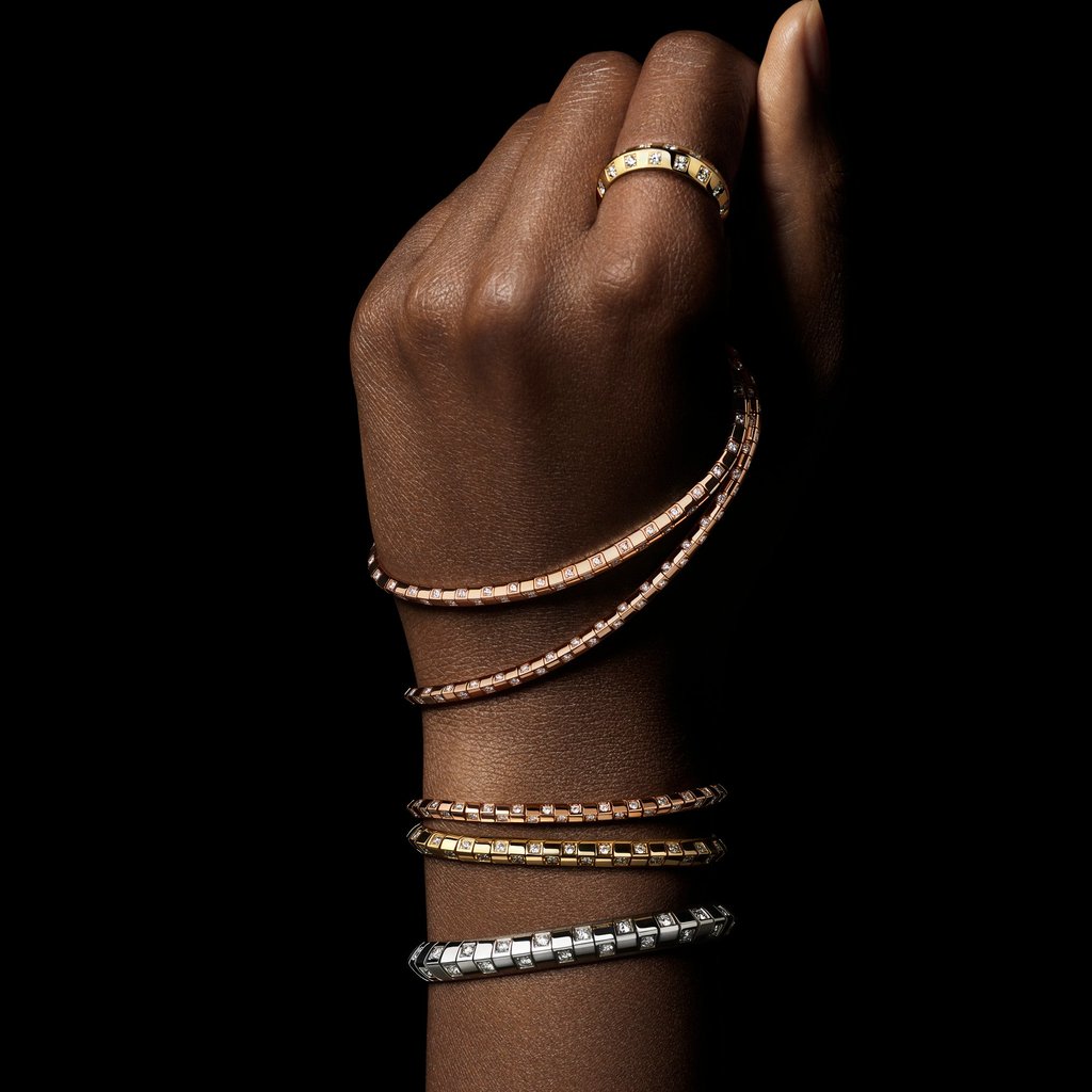 Le Damier de Louis Vuitton collection reimagines the maison’s iconic checkerboard motif with bold geometric shapes and sparkling diamonds. Photo: Handout