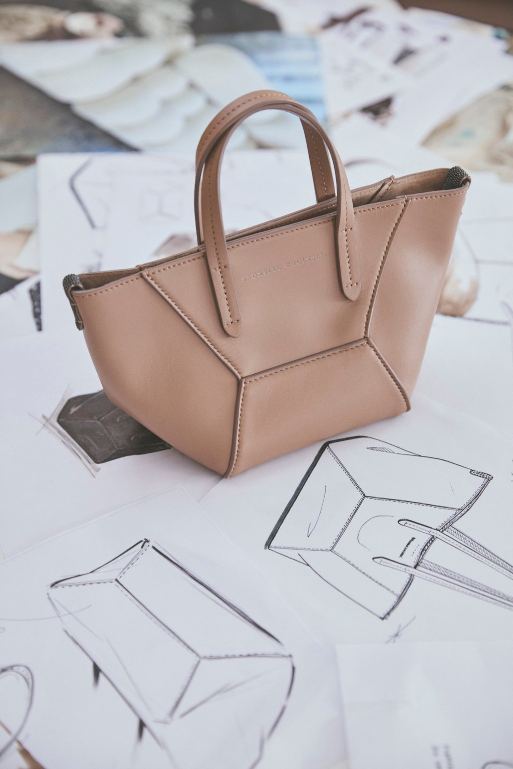 Quality craftsmanship meets geometric design in Brunello Cucinelli’s BC Duo bag. Photo: Handout