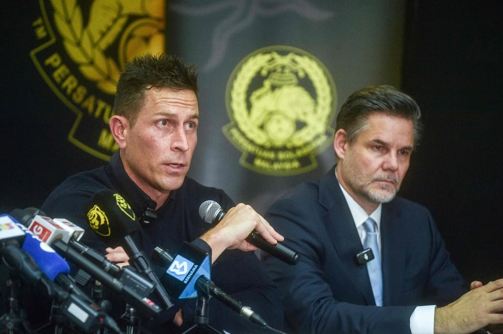 Chief Executive Officer of the Malaysian national football team Rob Friend (left) speaks at a press conference on Friday. Photo: AFP Chief Executive Officer of the Malaysian national football team Rob Friend (left) speaks at a press conference on Friday. Photo: AFP