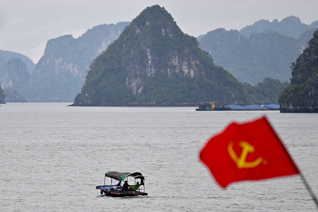 The Vietnamese Communist Party flag flutters in Ha Long Bay. Vietnam recently announced a five-year crypto pilot programme. Photo: AFP