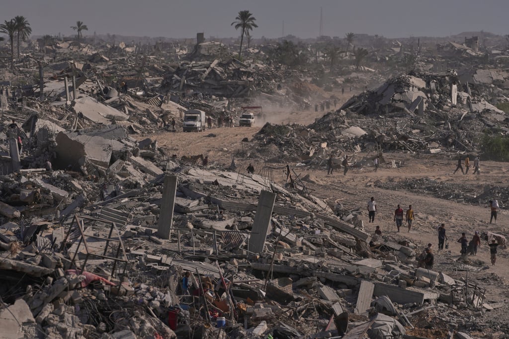 Destroyed buildings in Khan Younis, in the southern Gaza Strip. Photo: AP