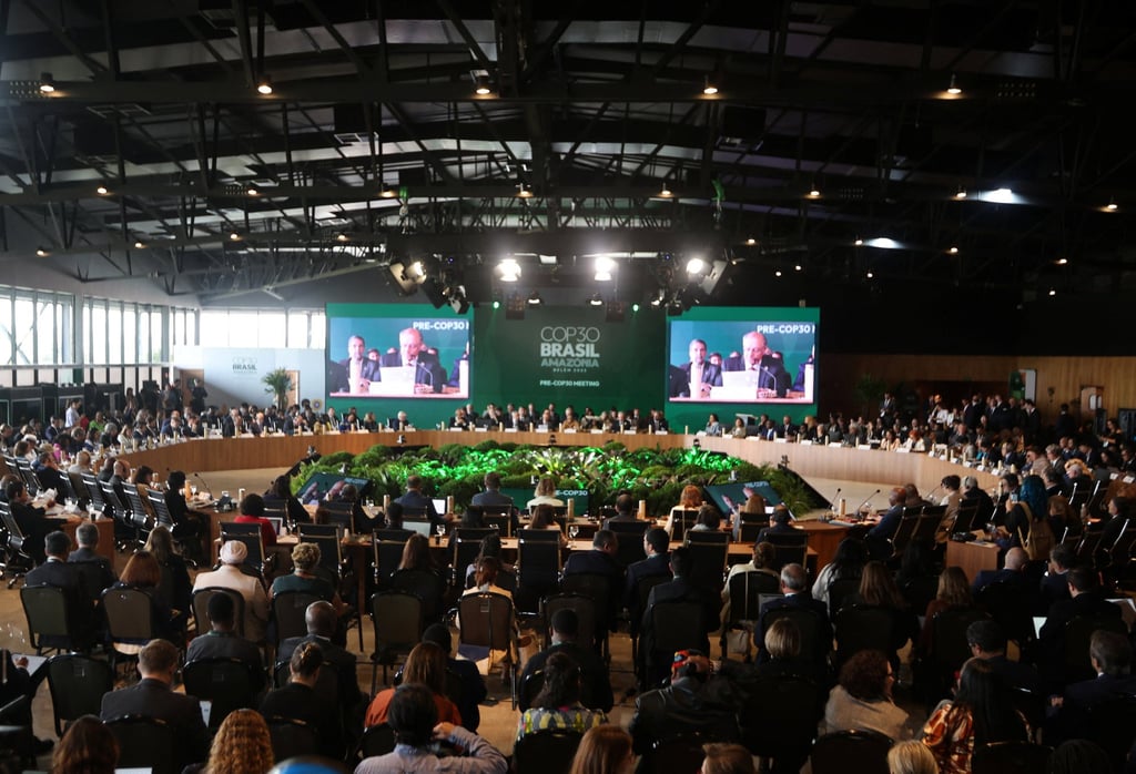 A ministerial preparatory meeting in Brazil, on October 13 ahead of the Cop30 climate summit. Photo: Reuters A ministerial preparatory meeting in Brazil, on October 13 ahead of the Cop30 climate summit. Photo: Reuters