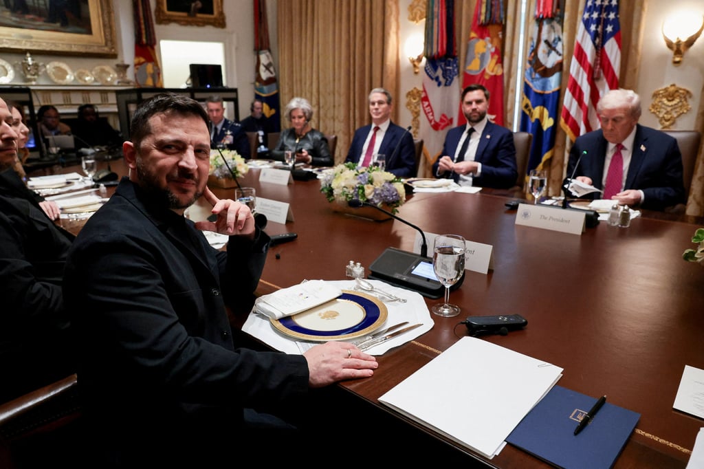 Ukraine’s President Volodymyr Zelensky has a lunch meeting with US President Donald Trump in the Cabinet Room at the White House on Friday. Photo: Reuters Ukraine’s President Volodymyr Zelensky has a lunch meeting with US President Donald Trump in the Cabinet Room at the White House on Friday. Photo: Reuters