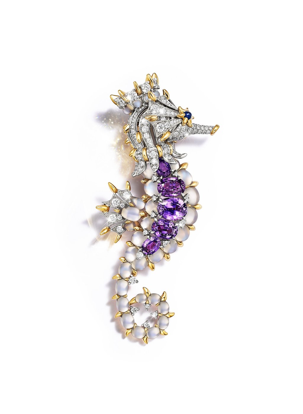 Tiffany & Co. Seahorse brooch, featuring moonstones. Photo: Handout Tiffany & Co. Seahorse brooch, featuring moonstones. Photo: Handout