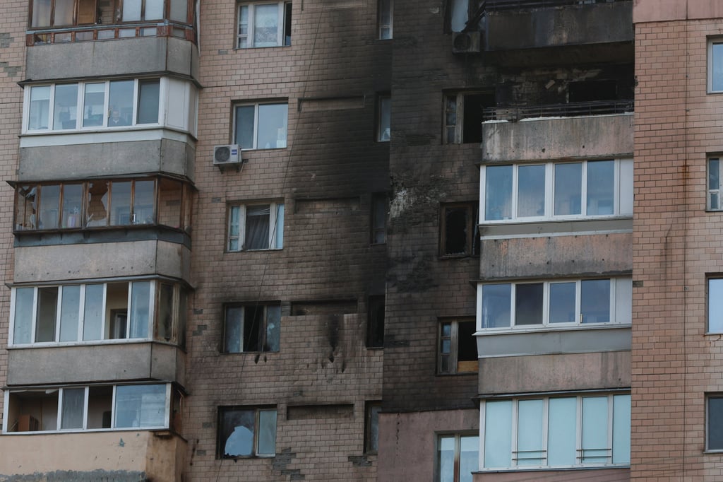 A residential building damaged during a Russian strike in Kyiv. Photo: Reuters A residential building damaged during a Russian strike in Kyiv. Photo: Reuters