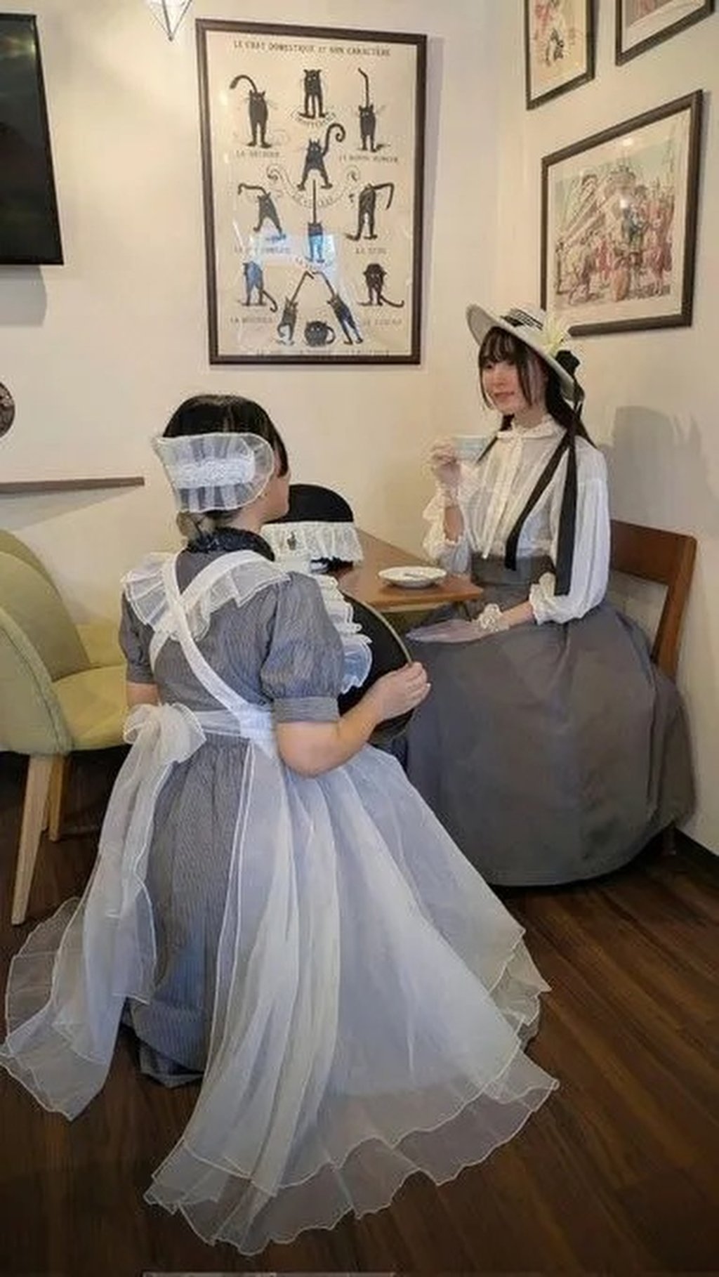 The client servers dress up in tasteful, conservative maid outfits to cater for staff posing as customers. Photo: Handout