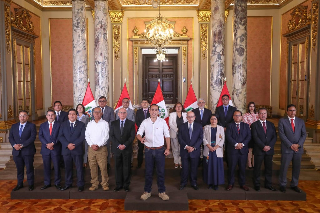 Peru’s interim president Jose Jeri delivering a message to the nation. Photo: Peruvian Presidency via AFP Peru’s interim president Jose Jeri delivering a message to the nation. Photo: Peruvian Presidency via AFP
