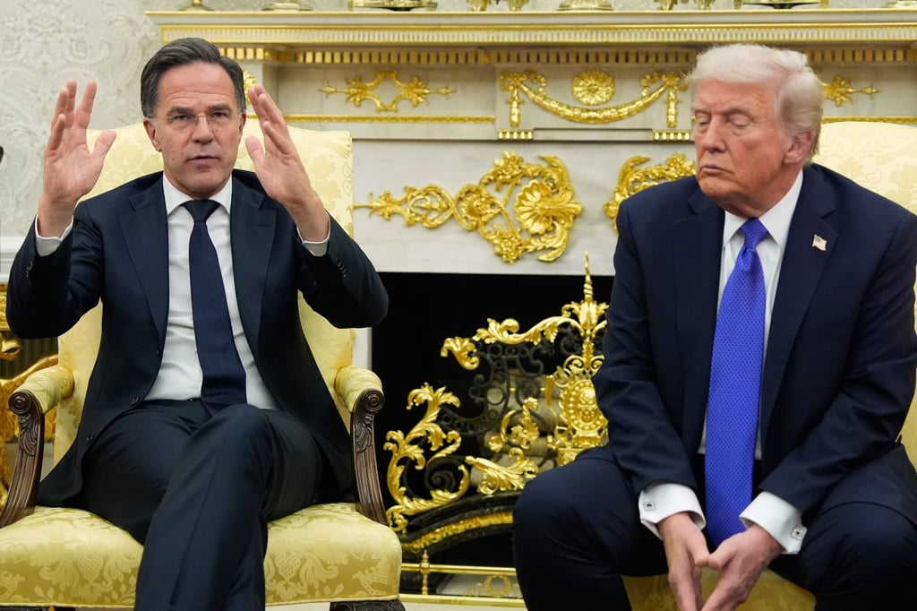 US President Donald Trump (right) meets with Nato Secretary General Mark Rutte in the Oval Office on Wednesday. Photo: AP US President Donald Trump (right) meets with Nato Secretary General Mark Rutte in the Oval Office on Wednesday. Photo: AP