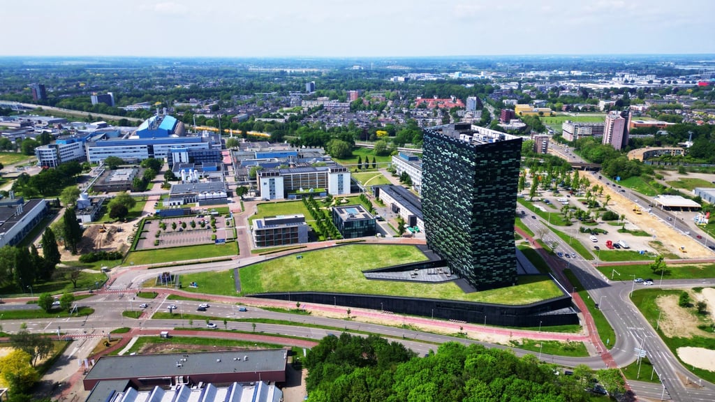 A bird’s-eye view of chipmaker Nexperia’s headquarters, which rises above the urban landscape of Nijmegen, the largest city in the Dutch province of Gelderland. Photo: Shutterstock. A bird’s-eye view of chipmaker Nexperia’s headquarters, which rises above the urban landscape of Nijmegen, the largest city in the Dutch province of Gelderland. Photo: Shutterstock.