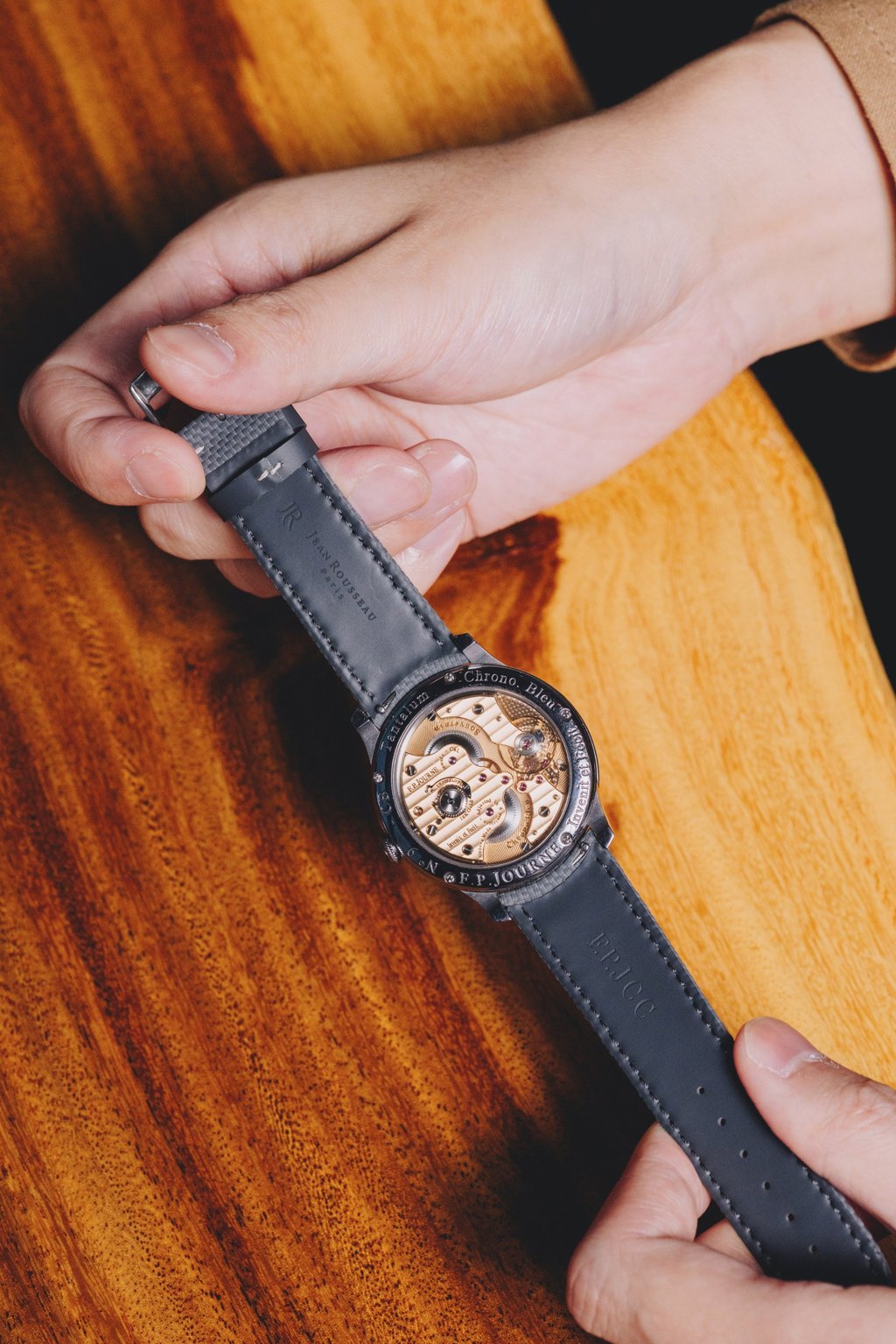Mervin Ling holds his F.P. Journe Chronomètre Bleu, the most prized watch in his collection. Photo: Jocelyn Tam