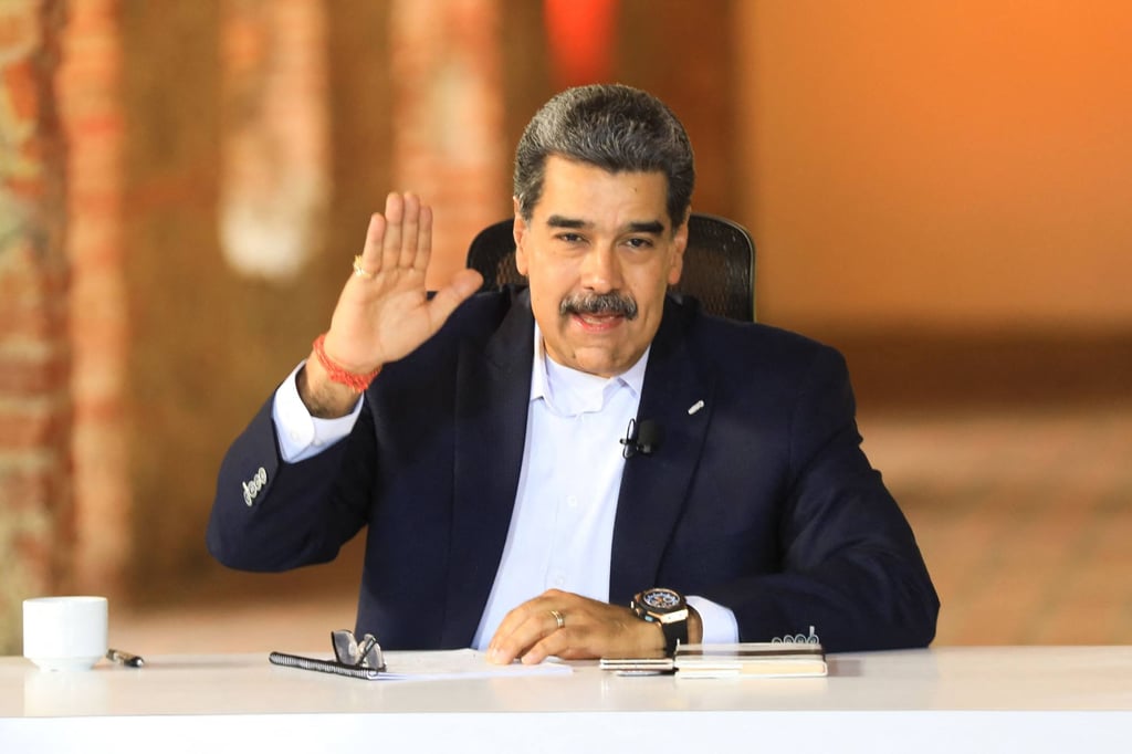 Venezuela’s President Nicolas Maduro on state TV on Monday. Photo: Venezuelan Presidency via AFP