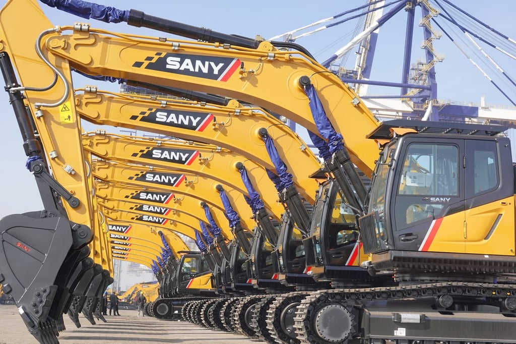 A row of Sany Heavy Industry’s excavators lined up at Yantai Port in Shandong province on February 14, 2025. Photo: Future Publishing via Getty Images A row of Sany Heavy Industry’s excavators lined up at Yantai Port in Shandong province on February 14, 2025. Photo: Future Publishing via Getty Images