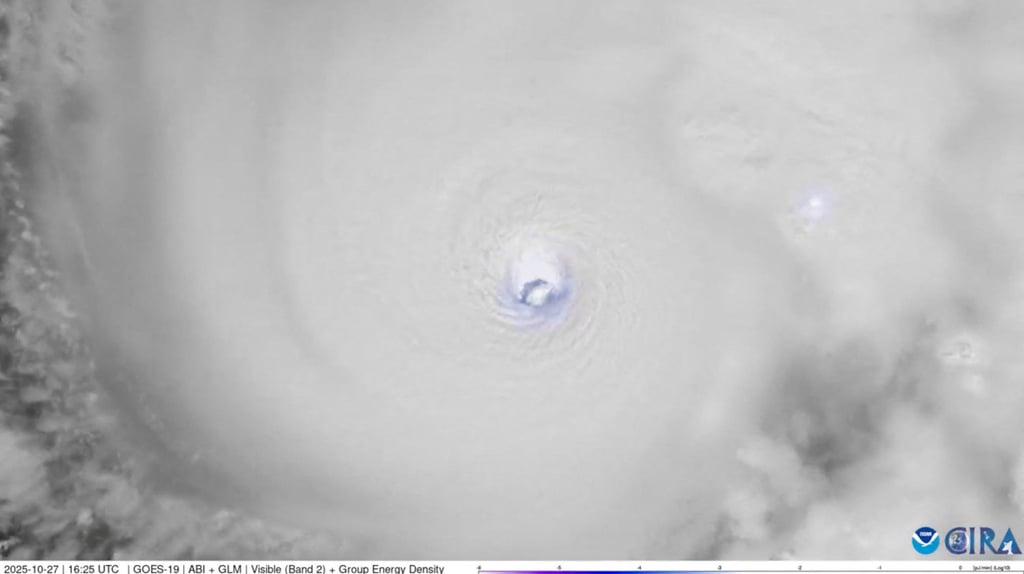 The eye of Hurricane Melissa over the Caribbean Sea. Photo: CSU/CIRA & NOAA via Reuters