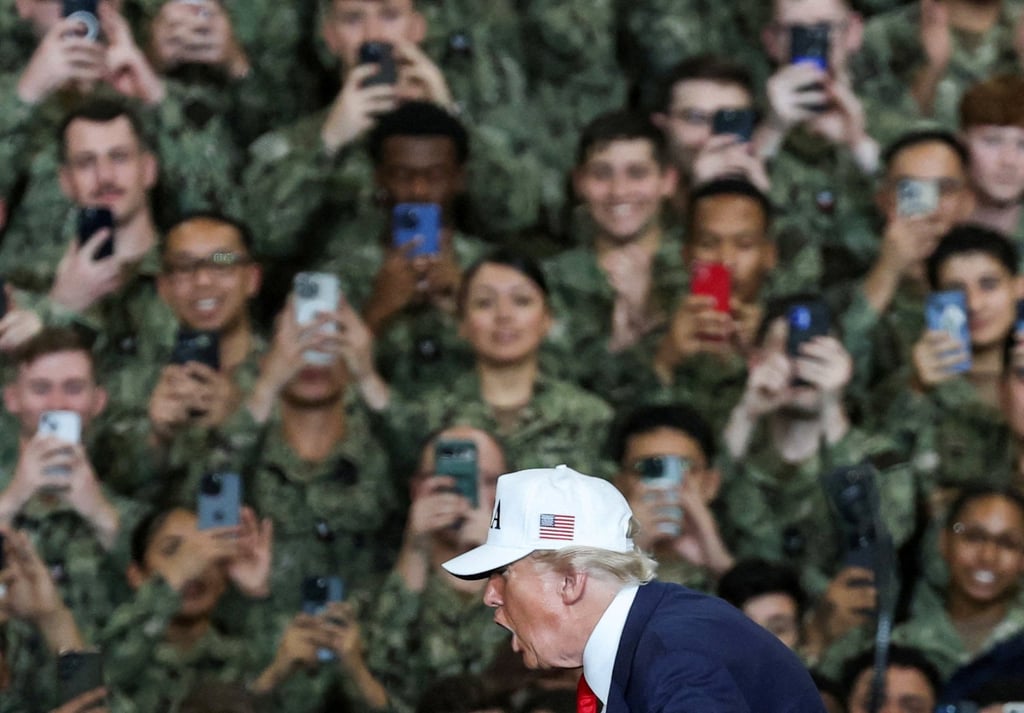 US President Donald Trump during a visit to the US Navy’s Yokosuka base in Japan on Tuesday. Photo: Reuters US President Donald Trump during a visit to the US Navy’s Yokosuka base in Japan on Tuesday. Photo: Reuters