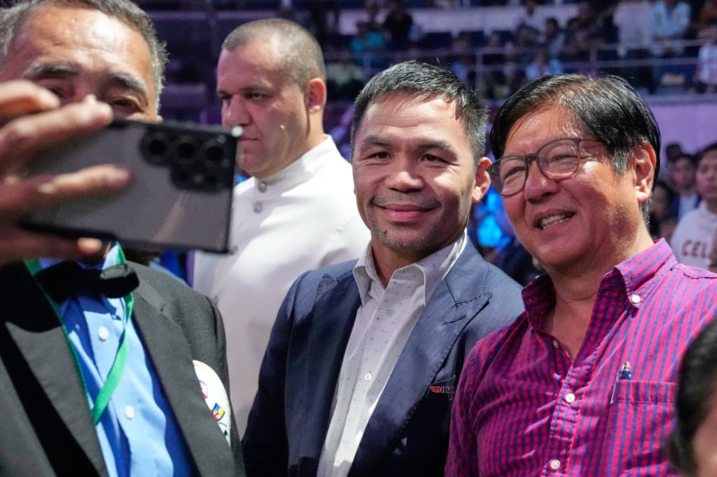 Ex-senator Manny Pacquiao (left) with Philippine President Ferdinand Marcos Jnr last month. Photo: AP