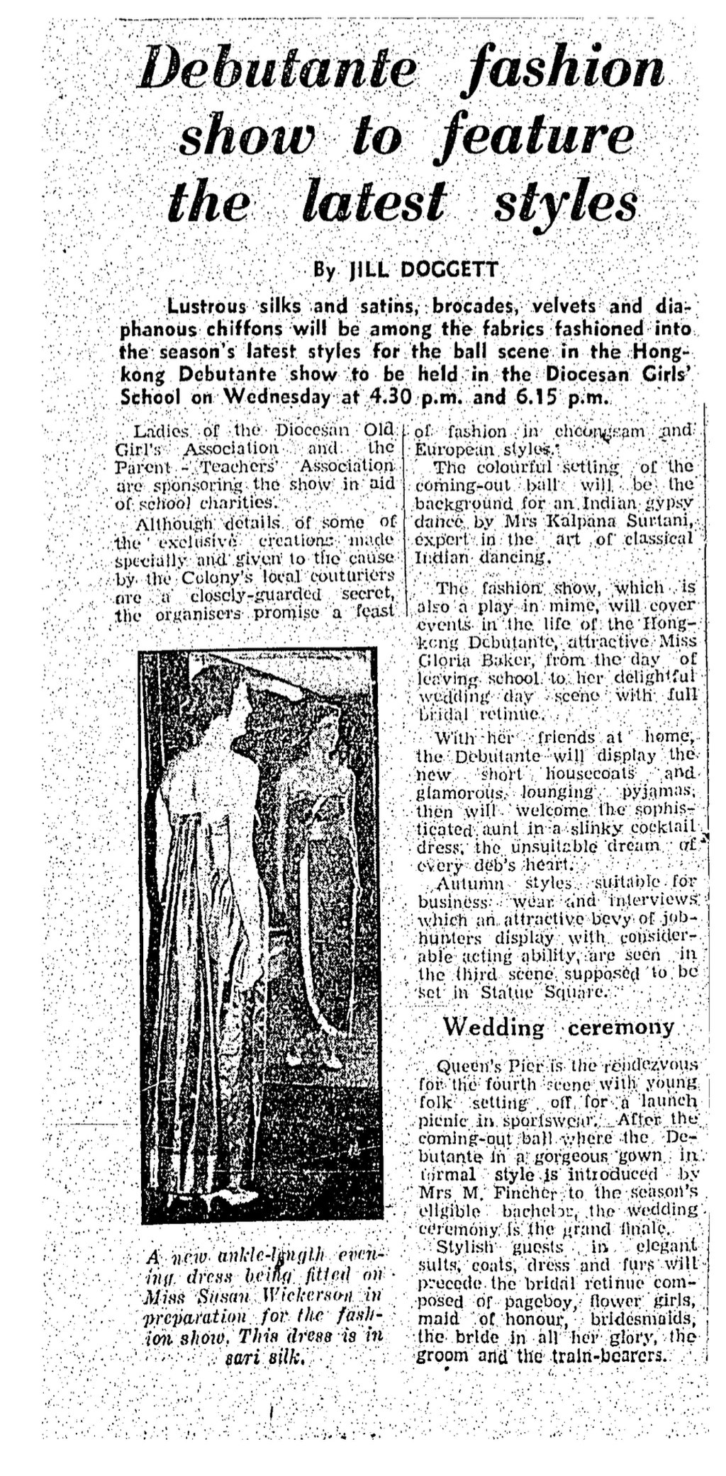 The South China Morning Post reports on the forthcoming Hongkong Debutante show in November, 1959. Photo: SCMP Archives