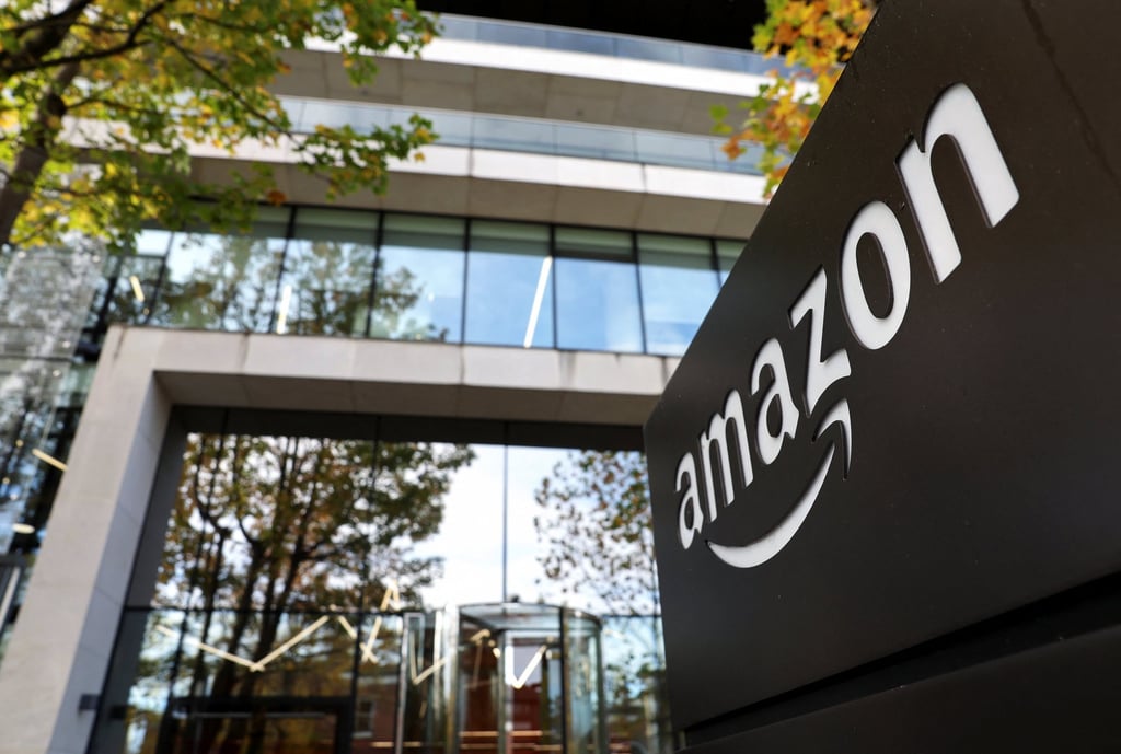 The Amazon logo is seen outside its Ireland corporate offices in Dublin. Photo: Reuters The Amazon logo is seen outside its Ireland corporate offices in Dublin. Photo: Reuters