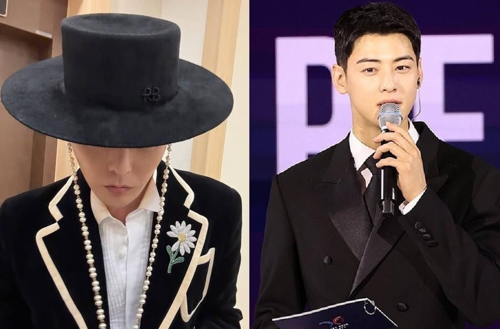G-Dragon (right) sports a gat similar to those worn in “Kpop Demon Hunters” while Cha Eun-woo hosted the gala. Photo: Instagram/G-Dragon, Yonhap G-Dragon (right) sports a gat similar to those worn in “Kpop Demon Hunters” while Cha Eun-woo hosted the gala. Photo: Instagram/G-Dragon, Yonhap