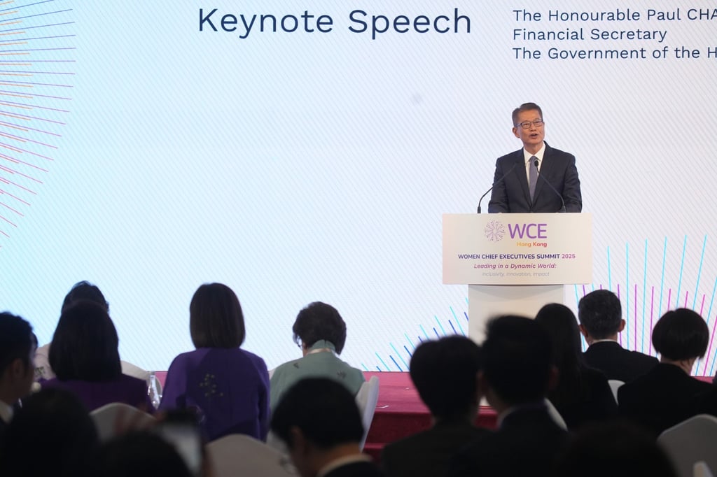 Financial Secretary Paul Chan Mo-Po at the WCE Summit in Hong Kong November 3, 2025. Photo: Sun Yeung