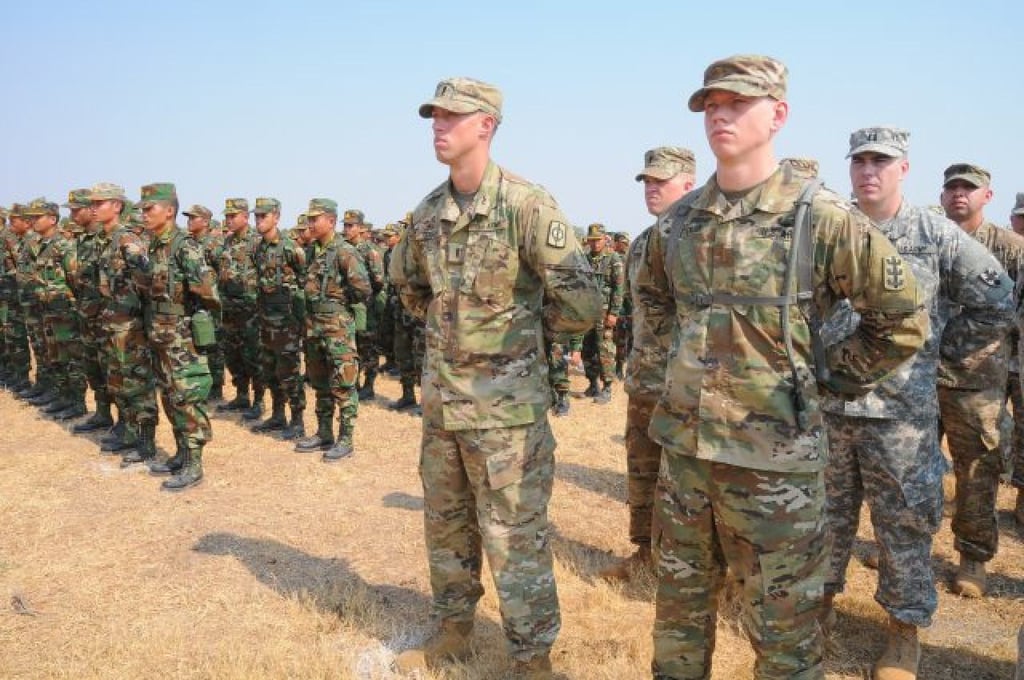 US and Cambodian forces during the Angkor Sentinel drills in 2016, in Cambodia’s Kampong Speu province. The drills are being revived after an eight-year hiatus. Photo: US Army US and Cambodian forces during the Angkor Sentinel drills in 2016, in Cambodia’s Kampong Speu province. The drills are being revived after an eight-year hiatus. Photo: US Army