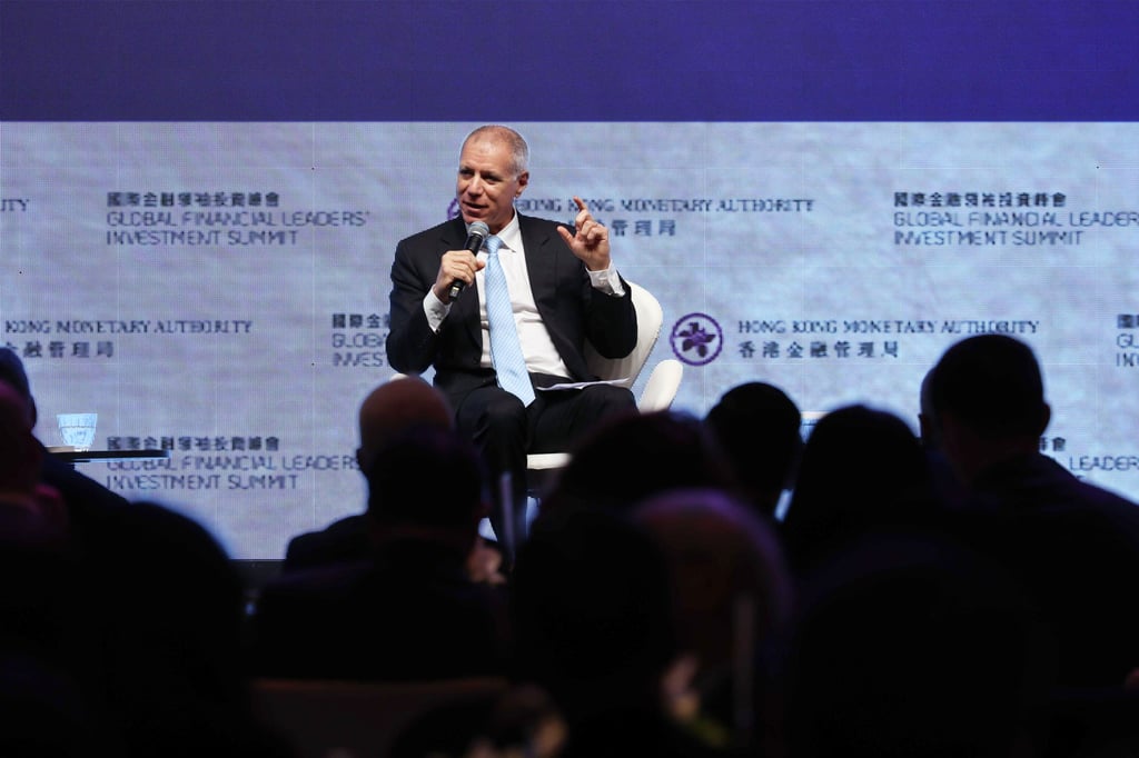 Georges Elhedery, group CEO of HSBC, speaks at the Global Financial Leaders’ Investment Summit on Tuesday. Photo: Edmond So