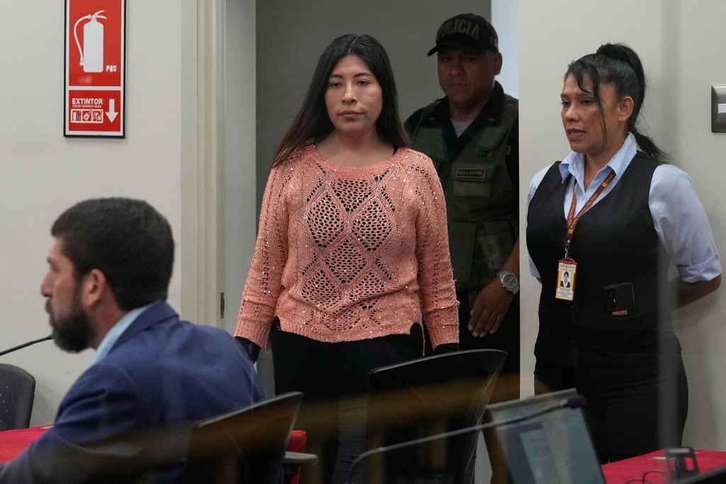 Peru’s former prime minister Betssy Chavez arriving for her trial on charges of rebellion and conspiracy in March. Photo: AP Peru’s former prime minister Betssy Chavez arriving for her trial on charges of rebellion and conspiracy in March. Photo: AP