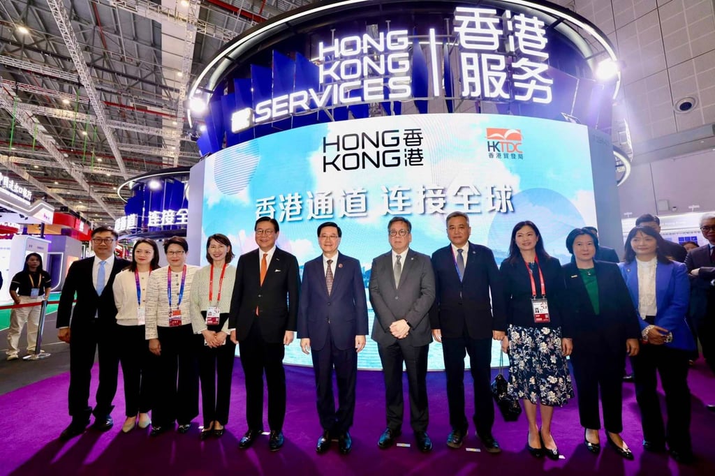 John Lee (centre) is leading a Hong Kong delegation to the expo in Shanghai. Photo: Handout John Lee (centre) is leading a Hong Kong delegation to the expo in Shanghai. Photo: Handout