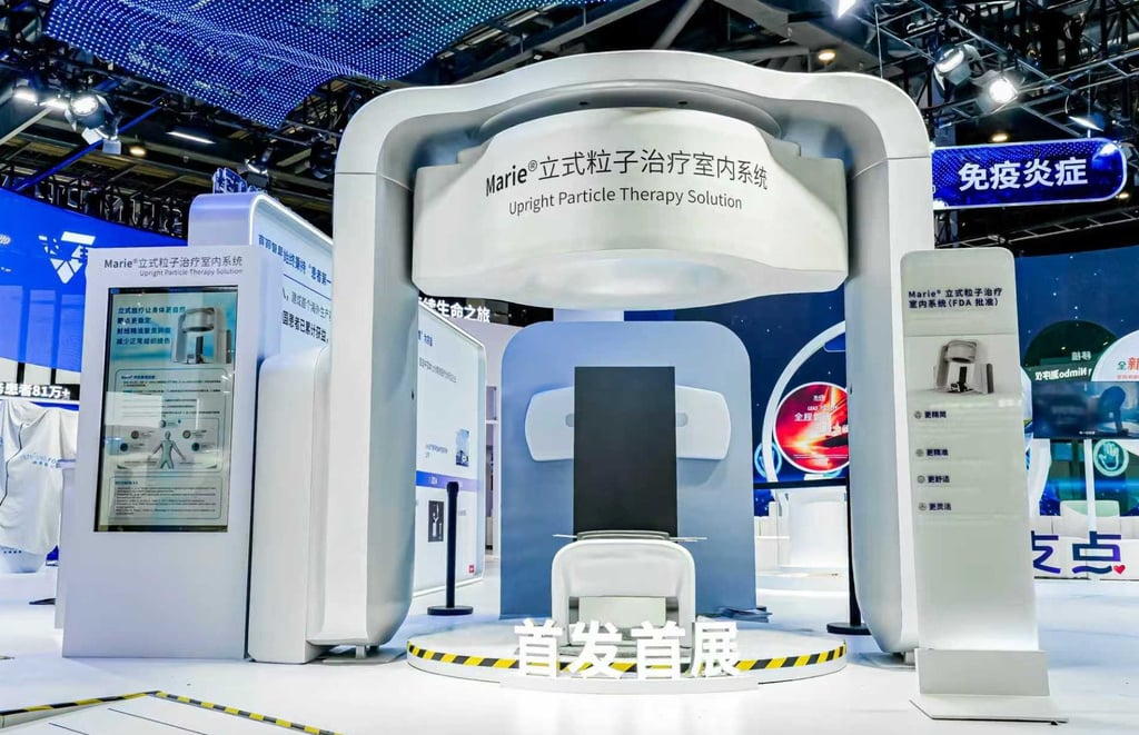 The Marie upright particle therapy system is displayed at the China International Import Expo on November 6, 2025. Photo: Handout The Marie upright particle therapy system is displayed at the China International Import Expo on November 6, 2025. Photo: Handout