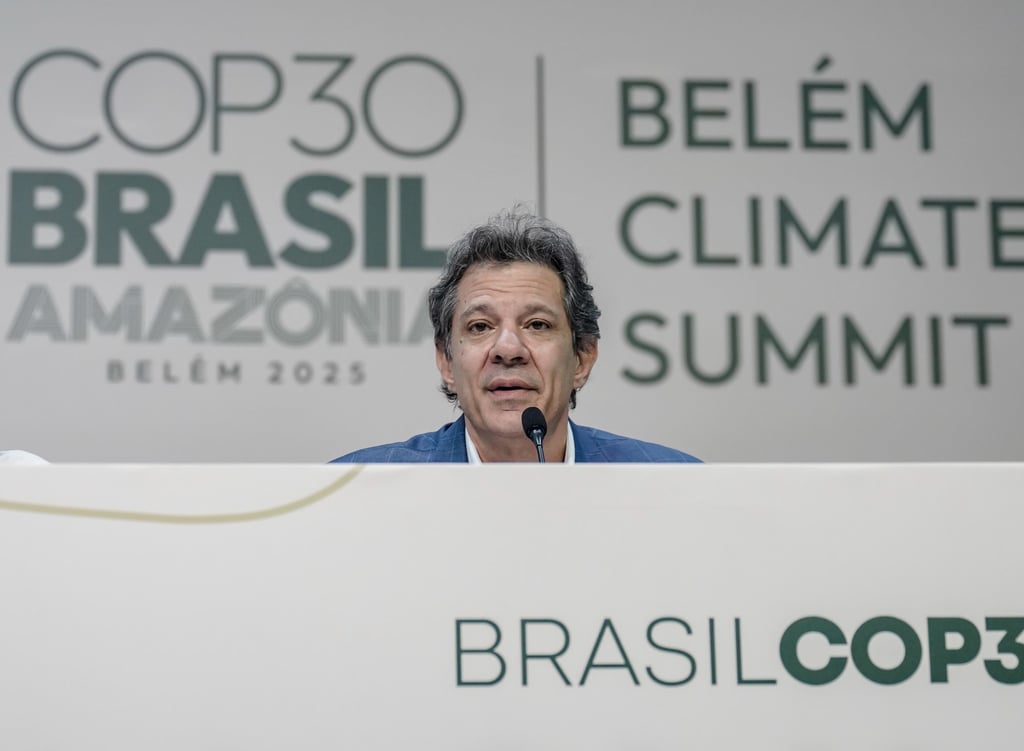 Brazilian Finance Minister Fernando Haddad at the Cop30 climate summit. Photo: handout Brazilian Finance Minister Fernando Haddad at the Cop30 climate summit. Photo: handout