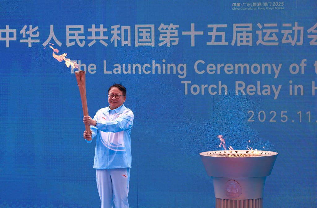 Chan Kwok-ki at the National Games torch relay launching ceremony last Sunday. Photo: Dickson Lee