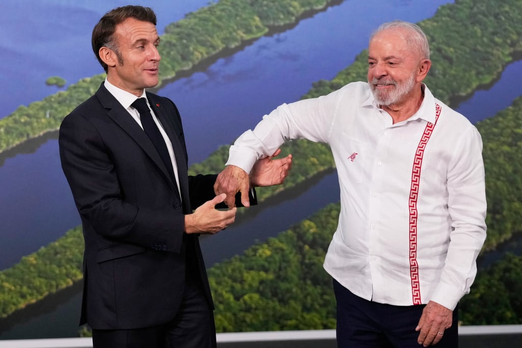President Luiz Inacio Lula da Silva, right, with President Emmanuel Macron of France, one of several countries to pledge money to the Tropical Forests Forever Facility fund. Photo: AP President Luiz Inacio Lula da Silva, right, with President Emmanuel Macron of France, one of several countries to pledge money to the Tropical Forests Forever Facility fund. Photo: AP